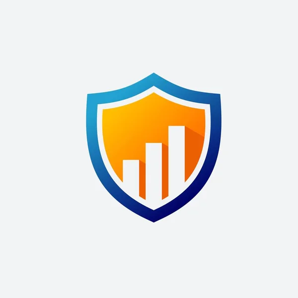 Gráfico Financeiro Logotipo Escudo — Vetor de Stock