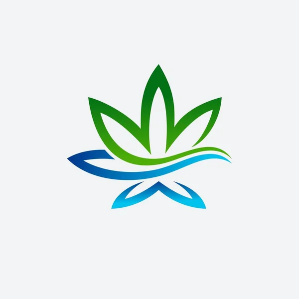 Kenevir Yağı ve Su Dalgası Vektör Logo Şablonu