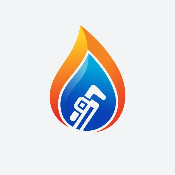 Fire Waterdrop Hydraulika Klimatyzacja Logo Wektora Koncepcji — Wektor stockowy