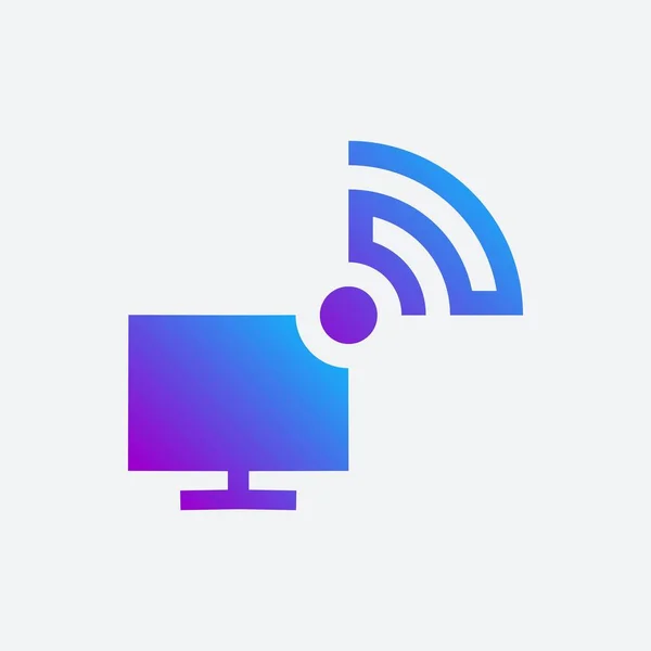 Bezdrátová Televize Wifi Smart Vektor Ilustrační Šablona — Stockový vektor