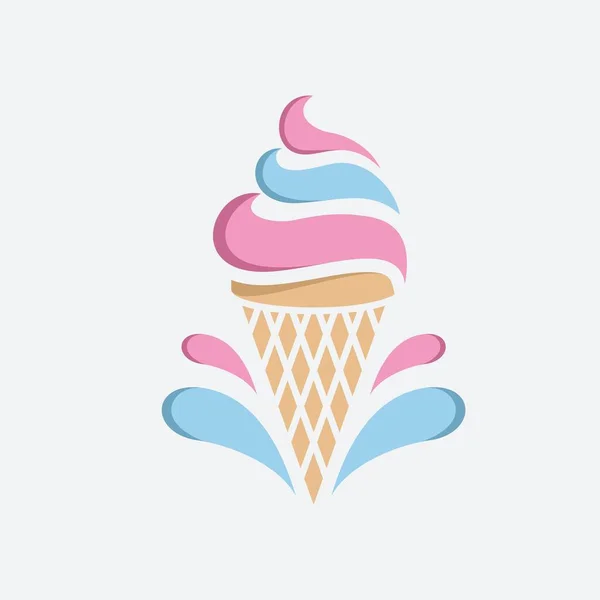 Cono Helado Vector Logotipo Plantilla — Vector de stock