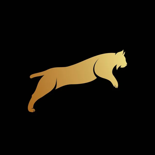 Lynx Стрибки Силуетний Вектор Шаблон Логотип — стоковий вектор