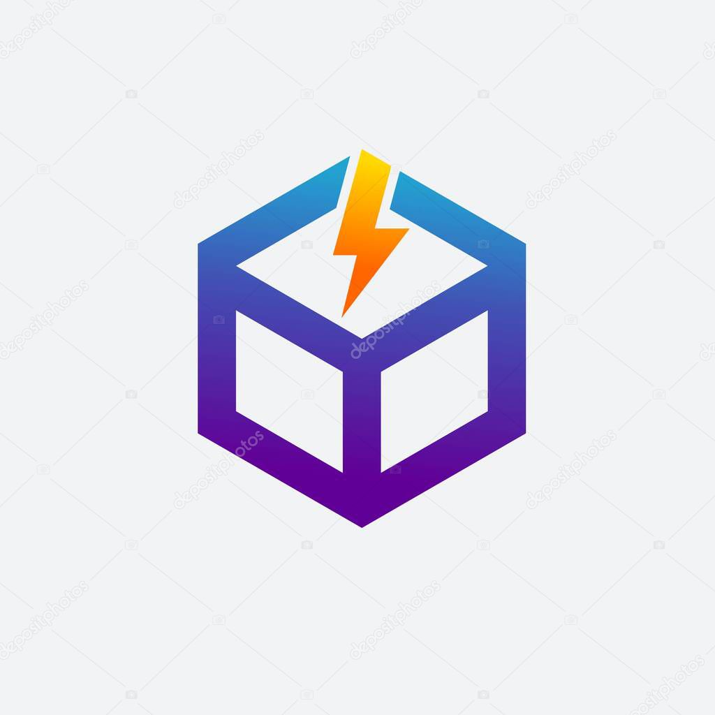 Lightning Box Cube Logo Template
