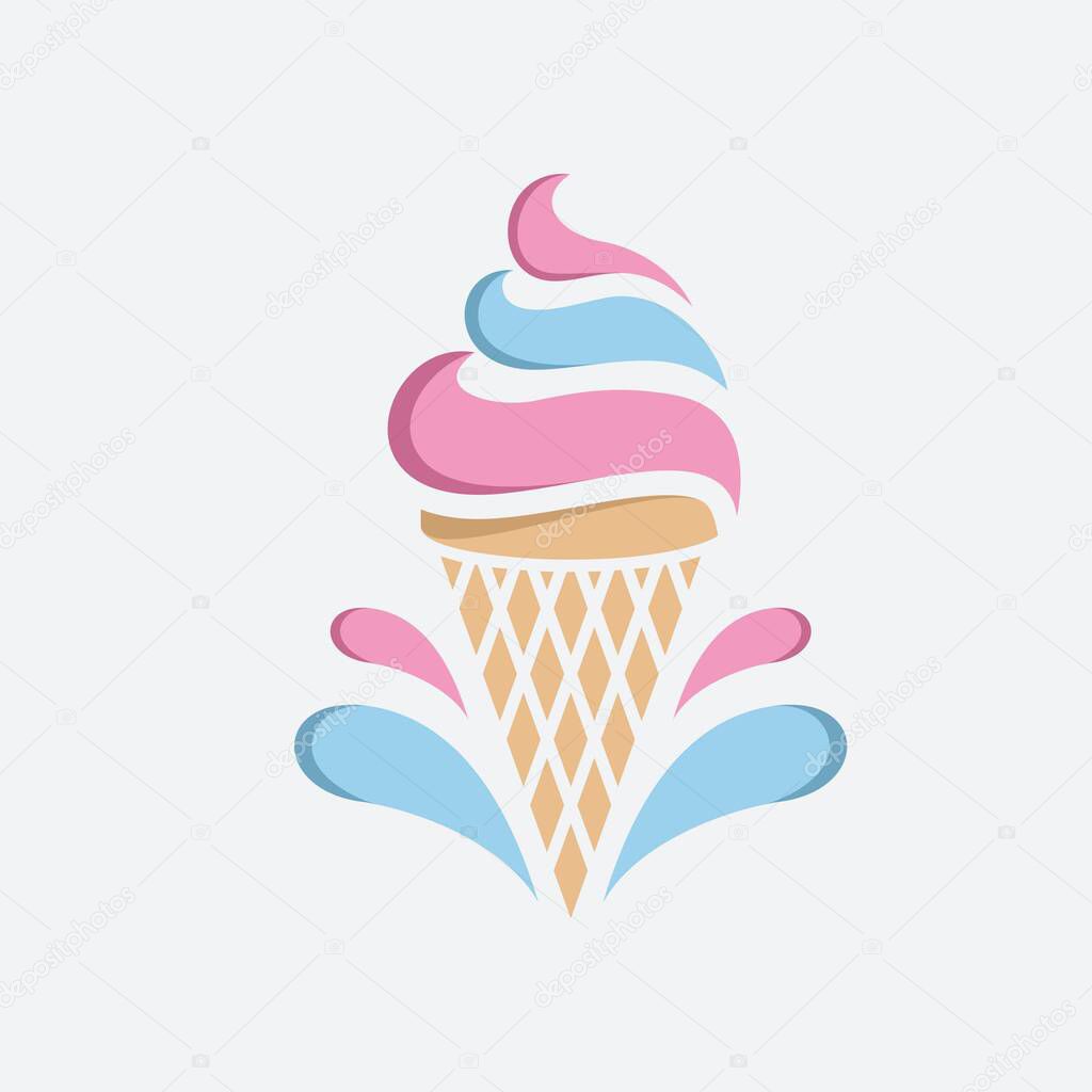 Cone ice cream vector logo template