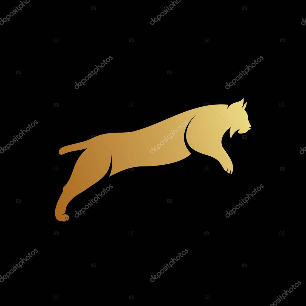 Lynx jumping silhouette vector template logo