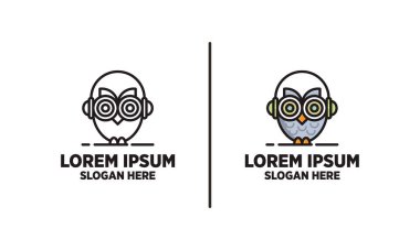 Kulaklık Logosu Tasarımlı Basit Baykuş 