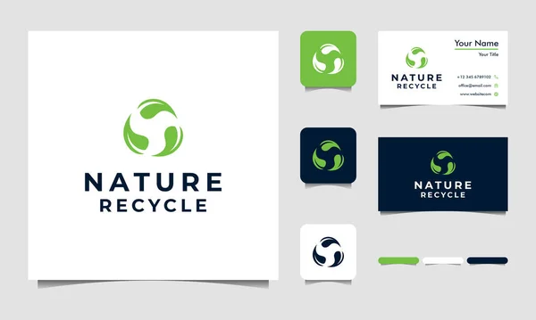 Natura Recycling Liście Logo Wizytówką Karta Design Vector Business Card — Wektor stockowy