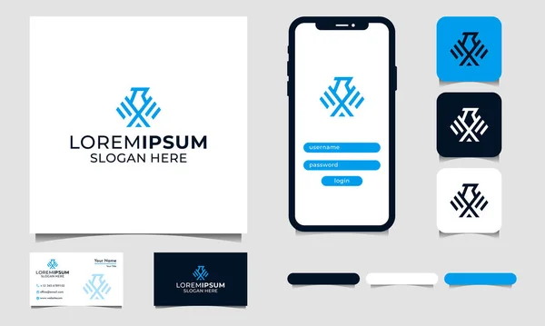 soyut ve basit Kartal Logosu / Monogram Kuş Tasarım Vektörü Çizimi İş Kaynağı