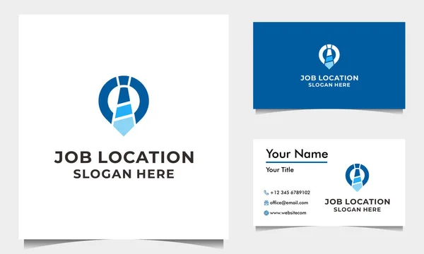 İş Logosu Tasarım Vektörü Kravat ve Kartvizitli Pin Haritası