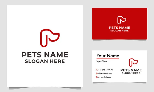 Linha Simples Art Dog Logo Design Vetor Ilustração — Vetor de Stock