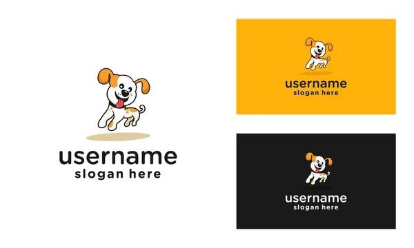 Illusztráció Happy Dog Logo Design Vector Sablon — Stock Vector
