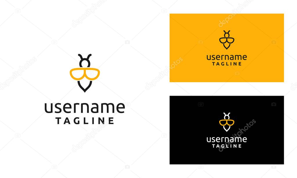 Bee Logo Design Illustration with line art style and B initial vector