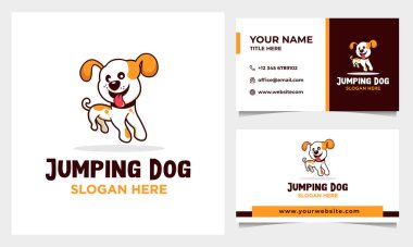 Kartvizit şablonlu Mutlu Köpek Logosu Tasarım Vektörü