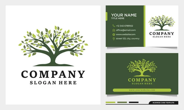 Natur Baum Logo Design Mit Visitenkarte Vorlage — Stockvektor