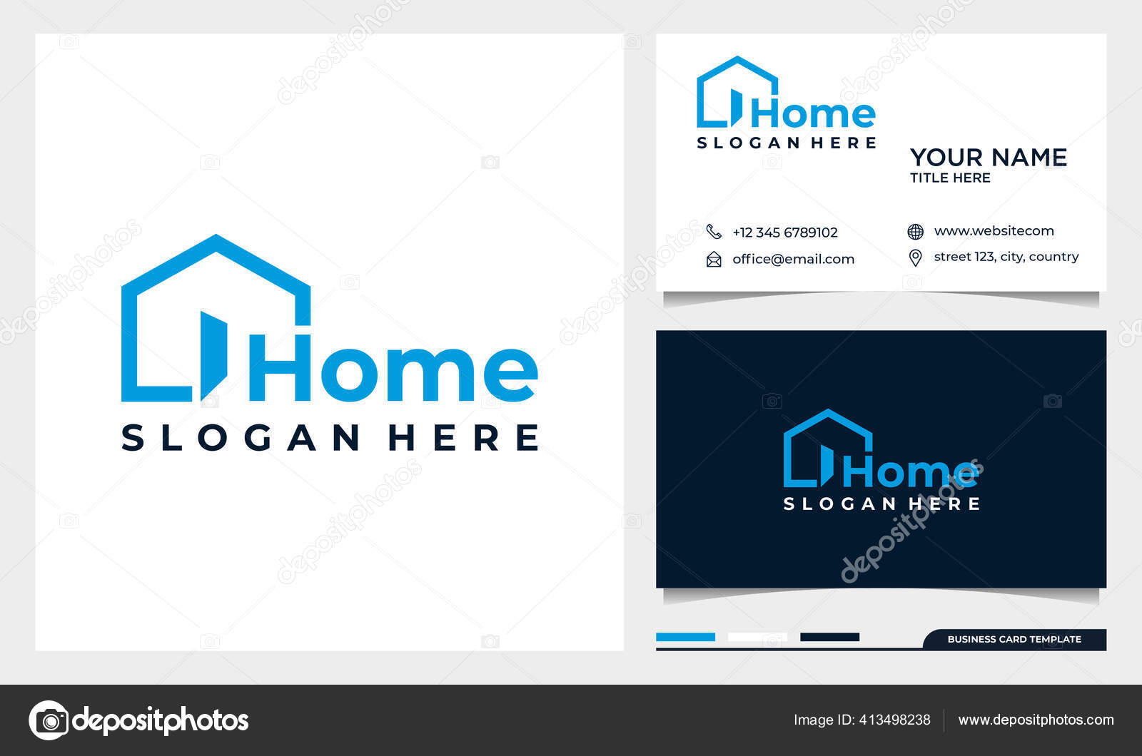 Home Creative Symbol Concept Open Door Building Enter Real Estate Pertaining To Business Card Template Open Office
