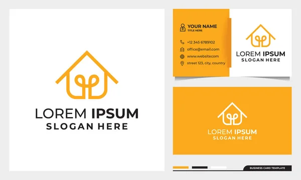 Kartvizit şablonlu akıllı ev hattı sanat logosu tasarımı