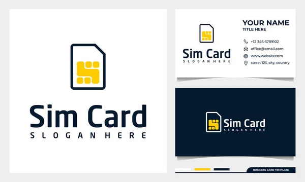 Sim Card Zeilensymbol Logo Umrissvektorzeichen Mit Visitenkartenvorlage — Stockvektor
