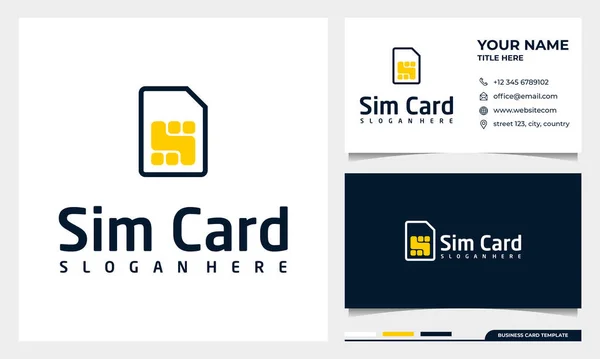 Sim kart satırı simgesi, kartvizit şablonlu logo ana hat vektör işareti