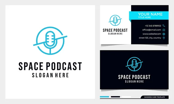 Kartvizit şablonlu uzay podcast mikrofon logosu tasarımı