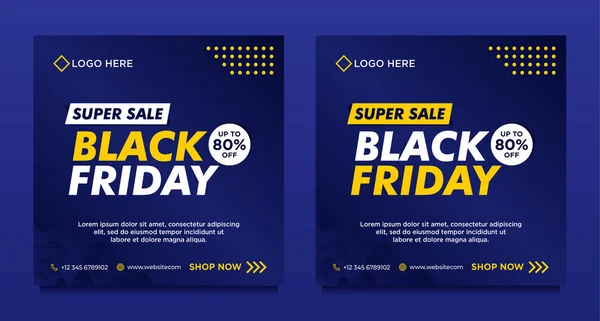 Black Friday indirimli sosyal medya pankartı şablonu Mavi arkaplan gradyan biçimi