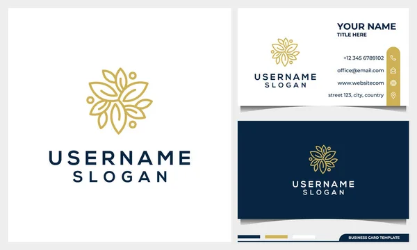 Abstrakt Blomma Logotyp Design Med Visitkort Mall — Stock vektor