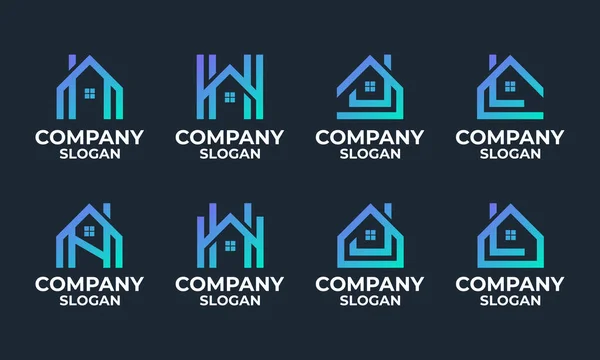 İlk harf logo dizayn şablonuna sahip monogram ev, bina seti