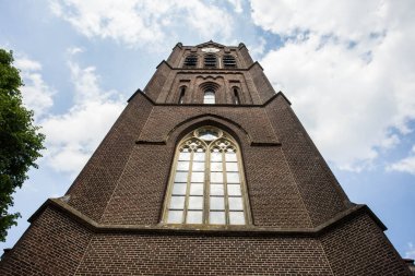 Cephe kilisenin yakın çekim detayları, Hollanda yakın çekim karışık Barok ve Flaman-İtalyan mimari tarzı bir Katolik Kilisesi inşa