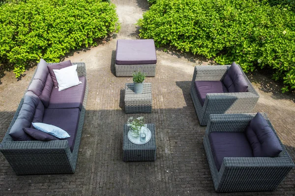 Luxury lifestyle sofa and in the garden ariel view