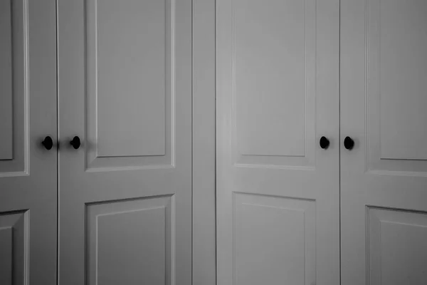 Double placard portes noir foncé et blanc intérieur moderne close-up — Photo