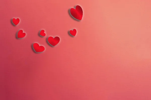 Papel de parede romântico com corações textura fundo rosa. conceito dos namorados — Fotografia de Stock