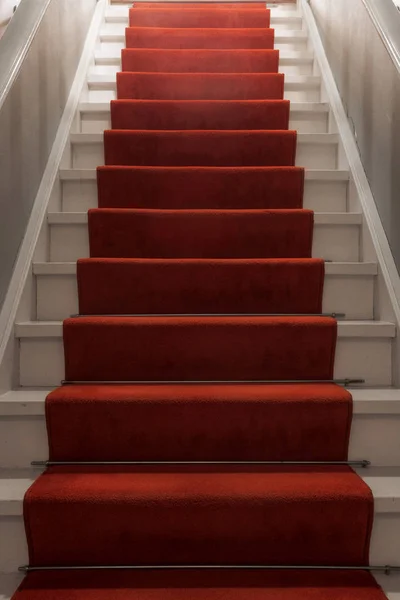 Alfombra roja en las escaleras en un interior de lujo — Foto de Stock