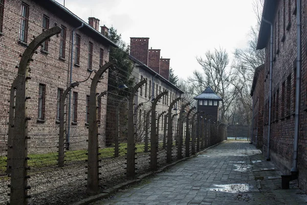 El campo de concentración nazi de Auschwitz en Polonia, 12 de marzo de 2019 — Foto de Stock