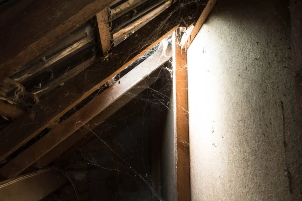 Window light in dark old Abandoned Attic — Stock Photo, Image