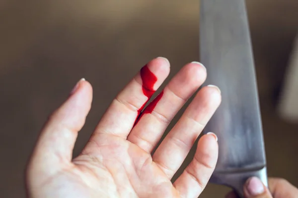 Finger cut, bleeding injured with knife, Flesh blood wound in hand