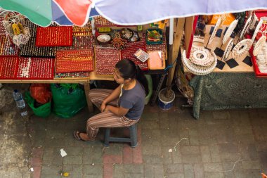 Indonesia Bali Sept 20 2019, Young woman working at the market in Ubud