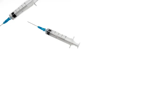 Medical syringe isolated over white background, injection needles for medical use, — Stock Photo, Image