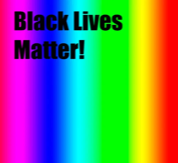 La vida negra importa en letras negras con fondo de arco iris, la vida negra importa concepto. —  Fotos de Stock
