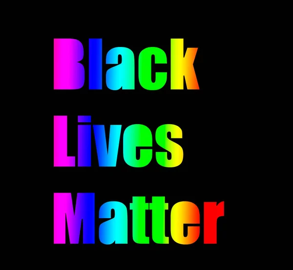 Zwarte levens materie tekst en regenboog belettering kaart op donkere achtergrond met witte letters, — Stockfoto