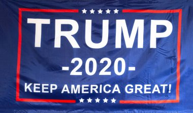 Başkan 2020 'nin bayrağı, Amerika' yı Büyük, başkanlık seçimi, beyaz arka planda izole edilmiş bayrak