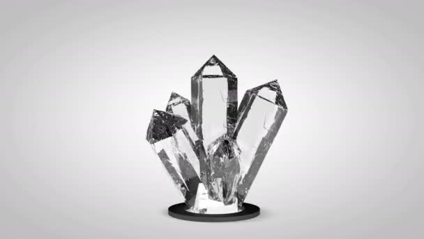 Ρεαλιστική Τρισδιάστατη Διαμάντι Κρυστάλλινες Πέτρες Περιτροπής Άσπρο Φόντο Υπολογιστής Απόδοσης — Αρχείο Βίντεο