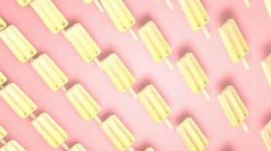Soyut pastel pembe dönen çubuklu dondurmayı renkler. 3D animasyon sorunsuz döngü.