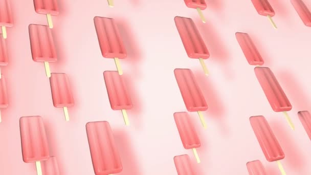 Pastelowe Popsicles Truskawka Różowym Tle Abstrakcyjna Animacja — Wideo stockowe