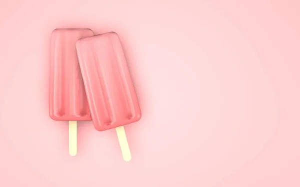 Pink Strawberry Pepsical Ise Cream Pastel Minimal Background — Stock Photo, Image