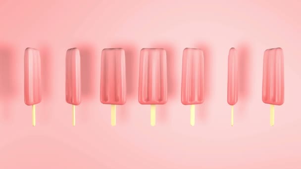 Pink popsicle ice cream on pastel background. Seamless loop footage. — Stock Footage Pink Popsicle Ice Cream Pastel Background Seamless Loop Footage Royalty Free Stock Video