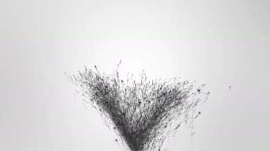 Özet akışı koyu parçacıklar Gümüş arka plan üzerinde uçan.