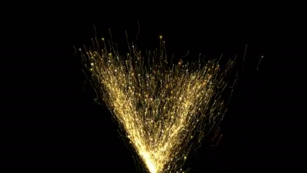 Partículas Ouro Fluxo Abstrato Voando Sobre Fundo Escuro — Vídeo de Stock