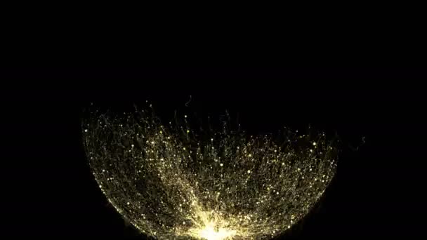 Abstraktní částice zlata třpytí výbuchu prachu na temné poza.
