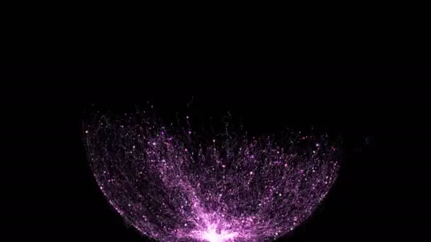 Partículas Violetas Abstractas Brillan Explosión Polvo Fondo Oscuro — Vídeo de stock