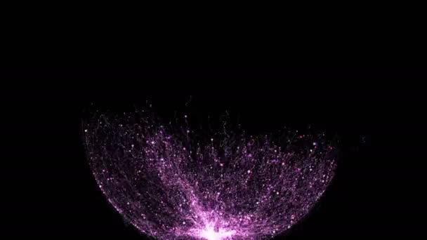 Particules Violettes Abstraites Explosion Poussière Scintillante Sur Fond Sombre — Video