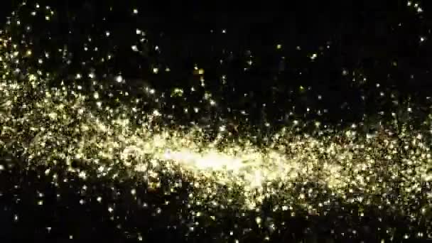 Abstracte Gouden Glitter Sparcles Stof Vliegen — Stockvideo